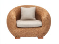 Polyrattan Gartensessel 95x85x75 cm - Naturbraun und Beige - moderner Loungesessel für Garten und Terrasse
