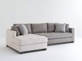 Ecksofa 300x180x85 cm Stoffbezug Grau Weiß Ottomane Modernes Design
