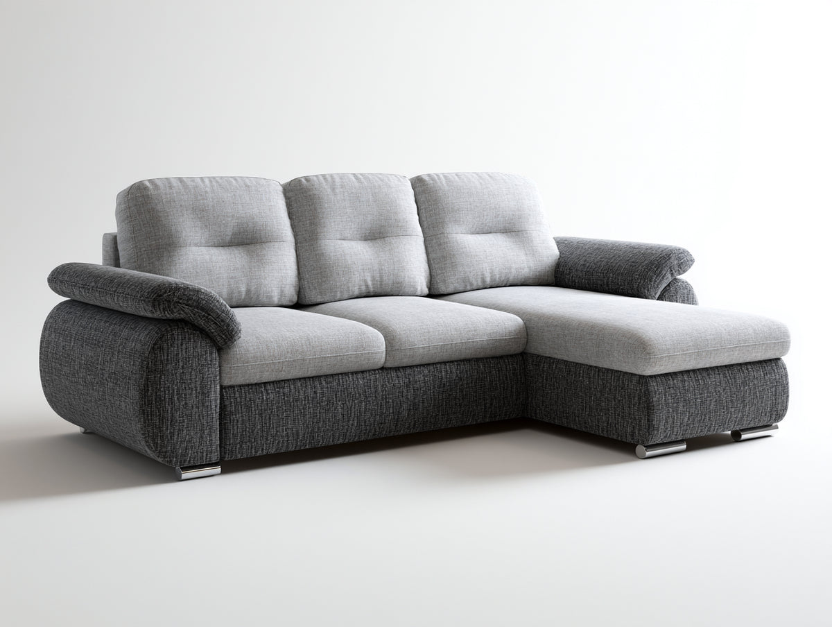 Ecksofa 300x180x85 cm Stoffbezug Grau Ottomane Modernes Design