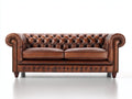 Zweisitzer Sofa Lederbezug 210x90x85 cm - Braun - Klassisches Chesterfield 2-Sitzer Sofa mit Knopfheftung
