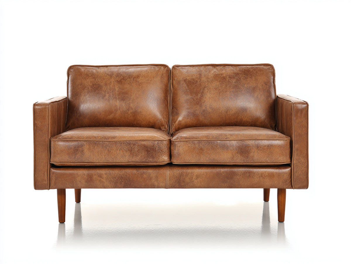 Zweisitzer Sofa Leder 180 x 85 x 85 cm - Braun - Klassisches Design für Wohnzimmer und Lounge