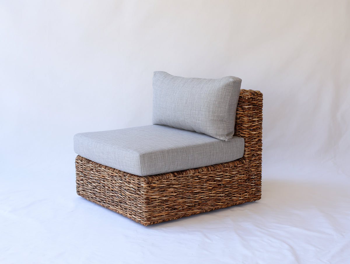 Polyrattan Gartensessel 85x85x70 cm - Naturbraun Grau - Moderner Flechtsessel für Garten Terrasse und Außenbereich
