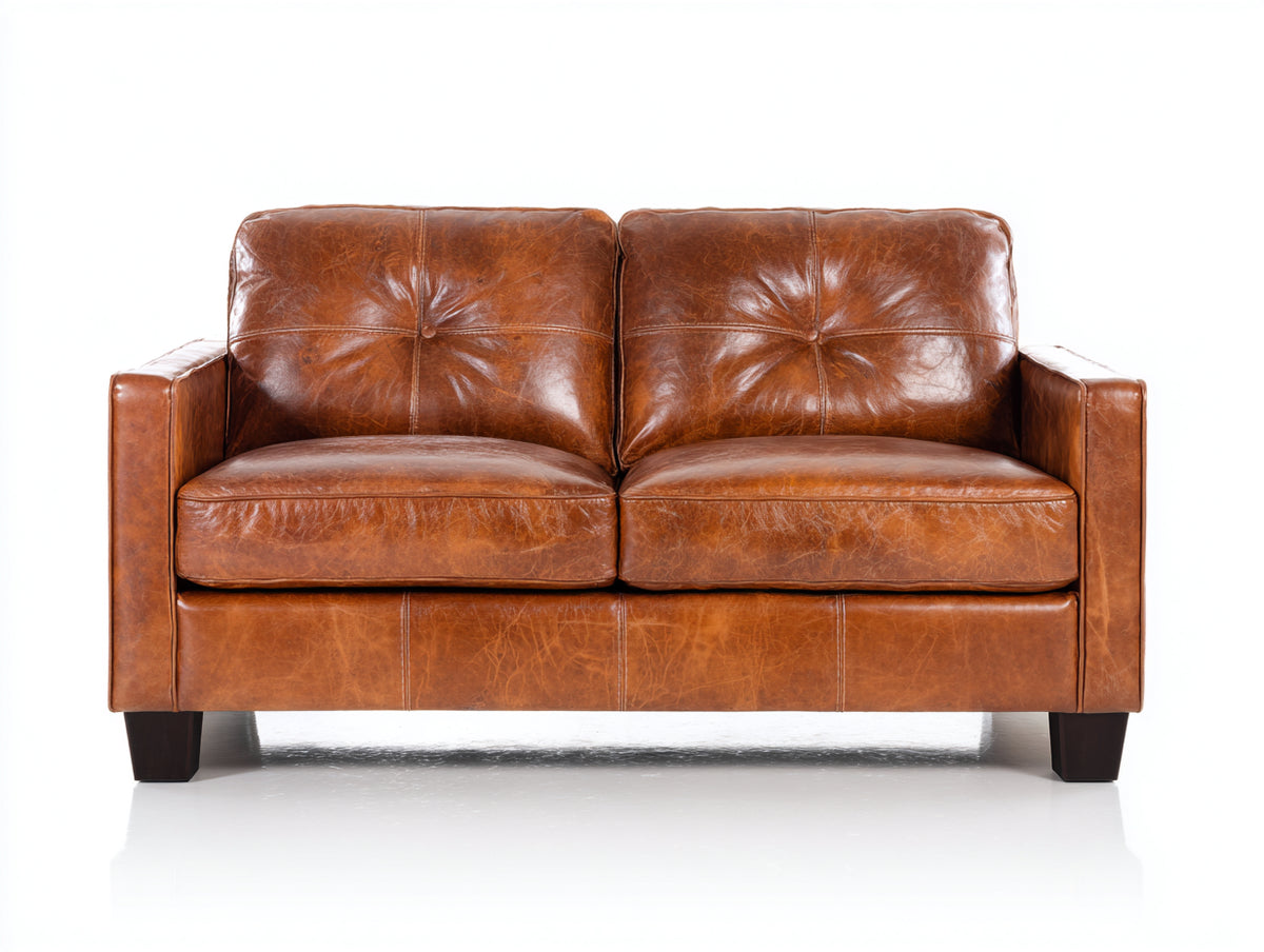 Zweisitzer Sofa Leder Braun 180x90x85 cm Ledersofa für Wohnzimmer Klassisches Design