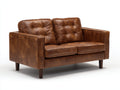 Zweisitzer Sofa Leder Braun 180x90x85 cm Ledersofa für Wohnzimmer Klassisches Design