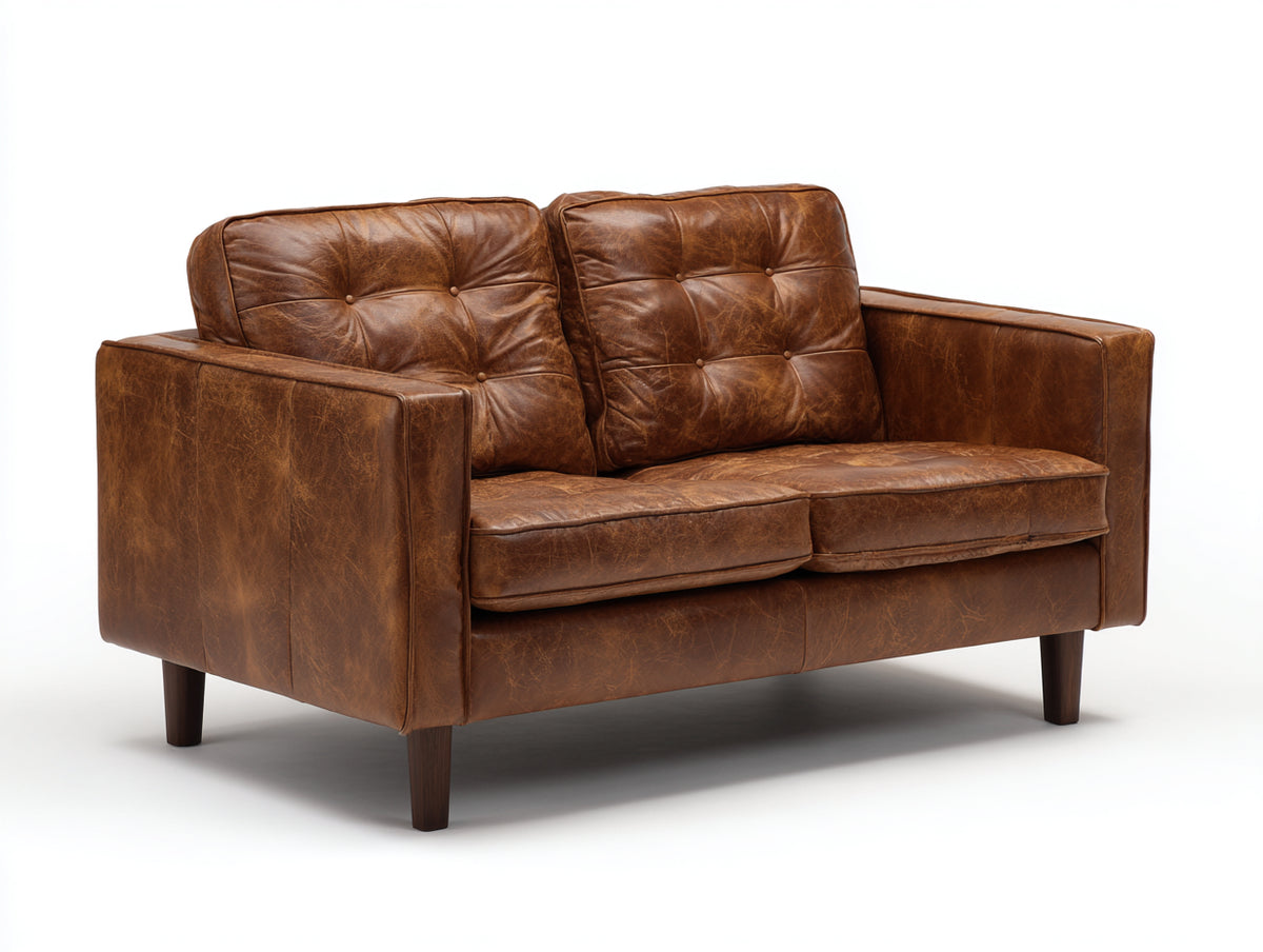 Zweisitzer Sofa Leder Braun 180x90x85 cm Ledersofa für Wohnzimmer Klassisches Design