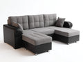 Ecksofa Stoffbezug 300x220x85 cm - Grau Schwarz - Modernes Ecksofa mit gepolsterter Sitzfläche