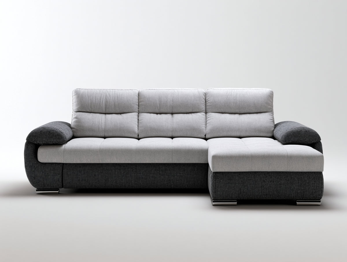 Ecksofa Stoffbezug 300x220x85 cm - Hellgrau Dunkelgrau - Modernes Ecksofa mit gepolsterter Sitzfläche
