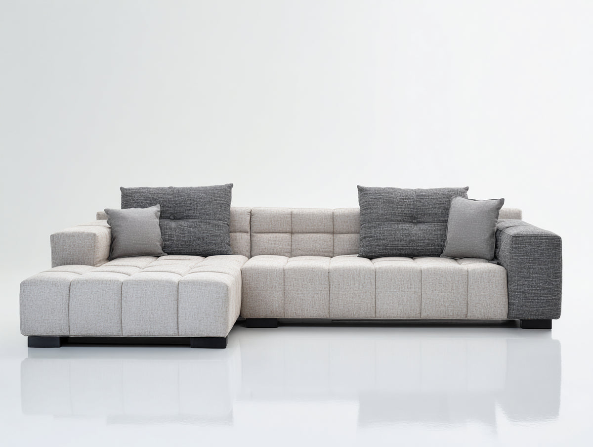 Ecksofa Stoff 300 x 180 x 85 cm - Beige und Grau - Modernes Design für Wohnzimmer und Lounge