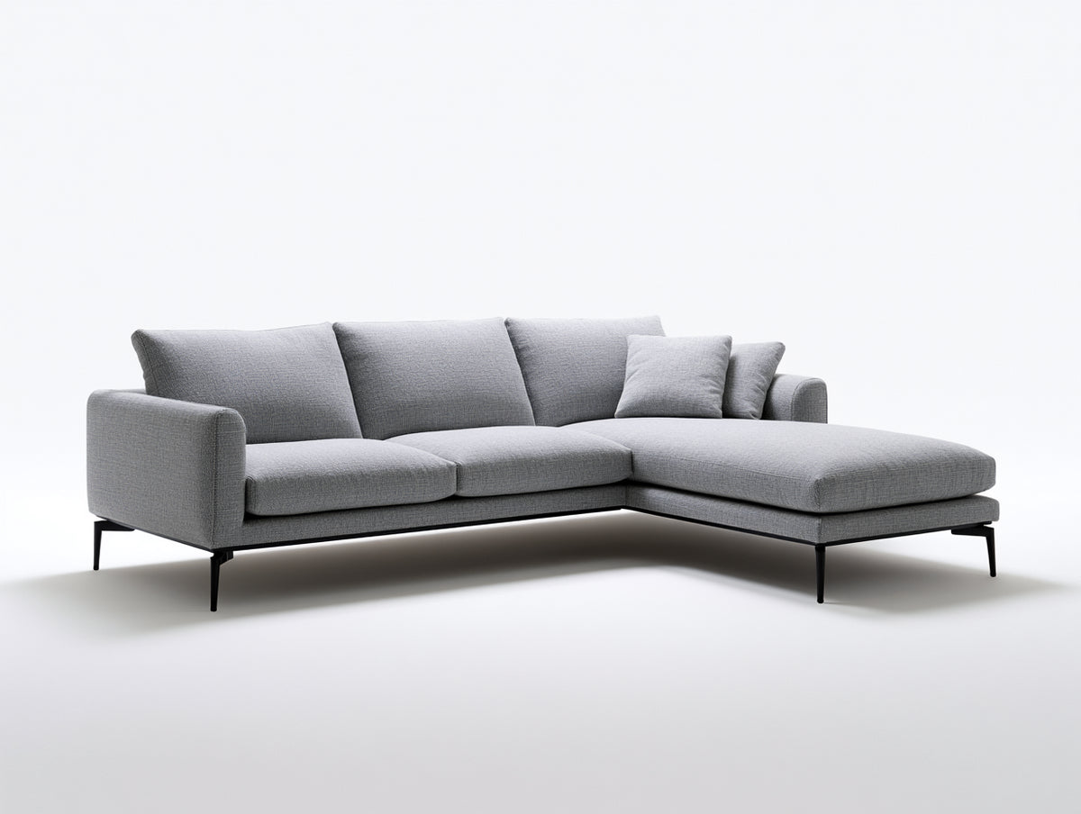 Ecksofa Stoff Grau 260x170x85 cm Wohnlandschaft mit Ottomane Modernes Design