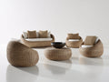 Gartensofa Polyrattan 260x90x80 cm - Naturbraun Beige - Modernes Gartensofa Set mit Sitzpolstern