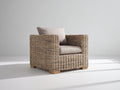 Polyrattan Gartensessel 80x75x75 cm - Naturbraun Beige - Moderner Flechtsessel für Garten Terrasse und Außenbereich