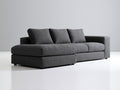 Ecksofa 300x180x85 cm Stoffbezug Grau Ottomane Modernes Design