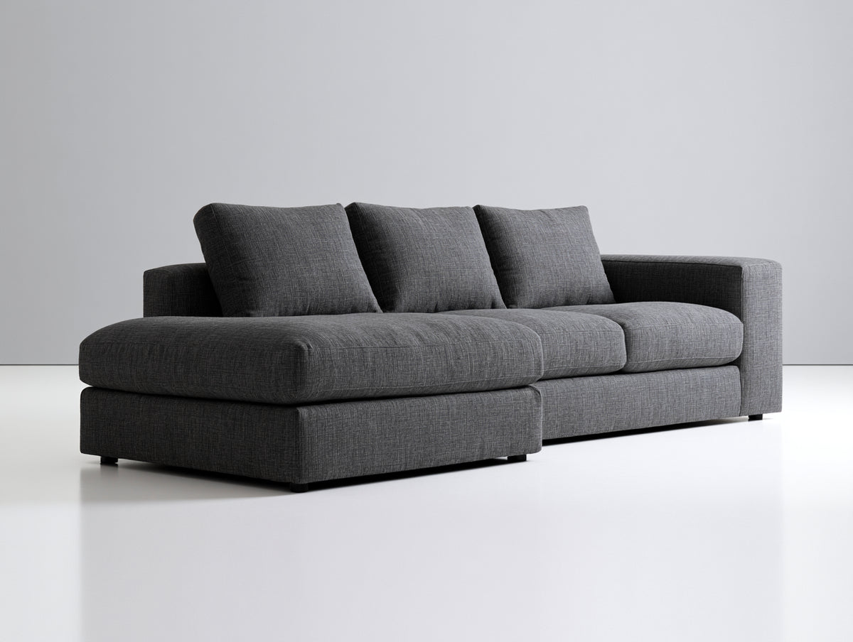 Ecksofa 300x180x85 cm Stoffbezug Grau Ottomane Modernes Design