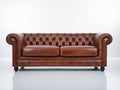 Zweisitzer Sofa Leder 220x90x80 cm - Braun - Chesterfield Stil klassisches Wohnzimmer Sofa
