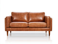 Zweisitzer Sofa 180x85x85 cm Echtleder Braun Holzrahmen Modernes Design