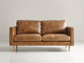 Zweisitzer Sofa 200x90x85 cm Echtleder Braun Holzrahmen Modernes Design