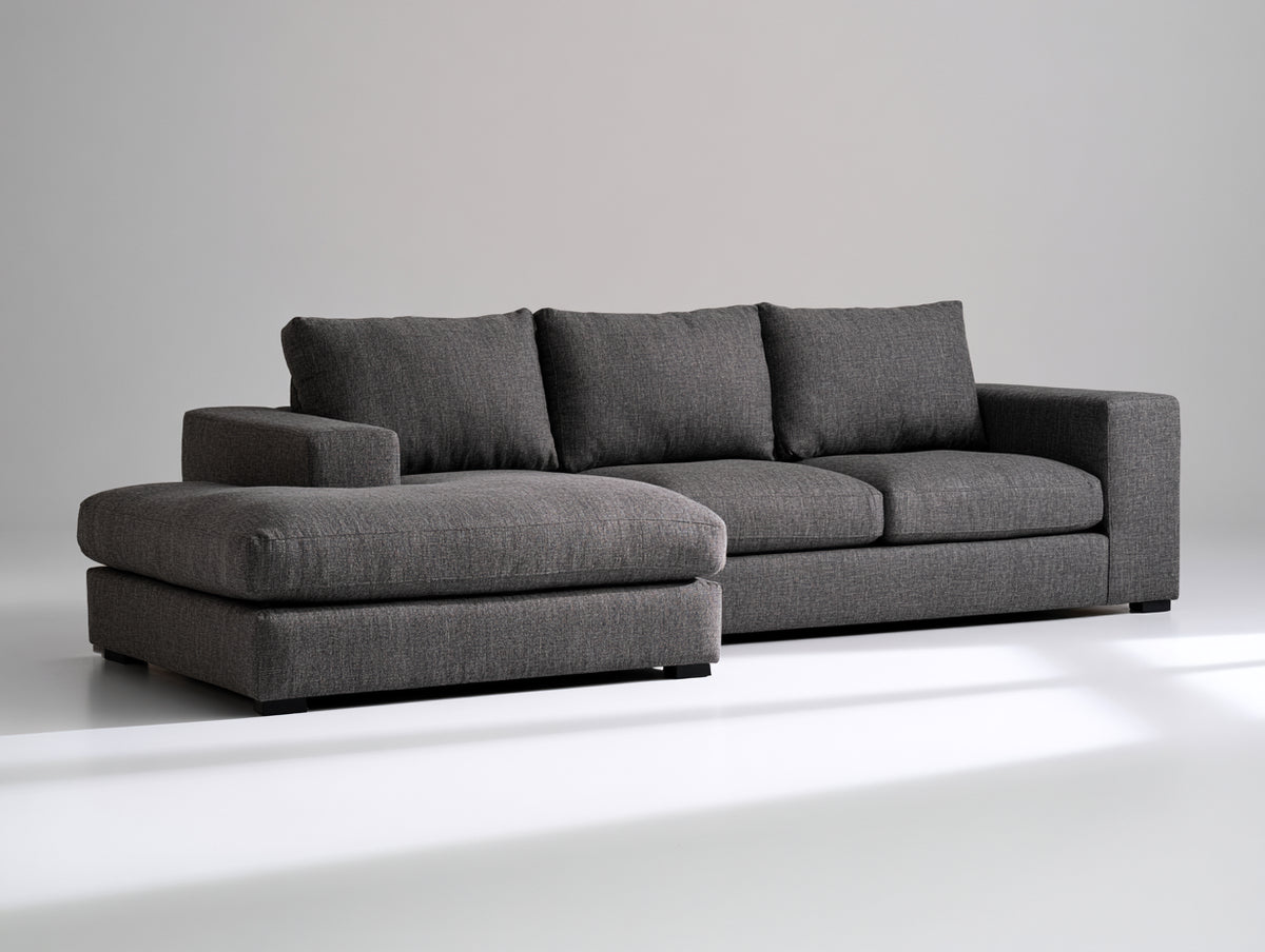 Ecksofa Stoff 300 x 180 x 85 cm - Dunkelgrau - Modernes Design für Wohnzimmer und Lounge
