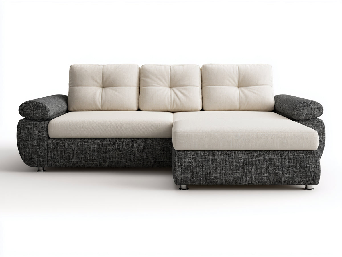 Ecksofa Stoffbezug 280x180x85 cm - Beige Dunkelgrau - Modernes Ecksofa mit gepolsterter Sitzfläche