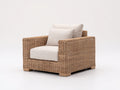 Polyrattan Gartensessel 90x90x75 cm - Naturbraun und Beige - Moderner Outdoor Sessel