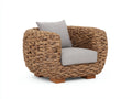 Polyrattan Gartensessel 90x90x75 cm - Naturbraun und Beige - Moderner Outdoor Sessel