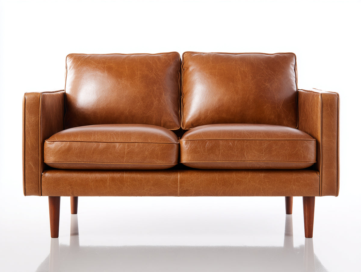 Zweisitzer Sofa Leder 180 x 85 x 85 cm - Braun - Klassisches Design für Wohnzimmer und Lounge