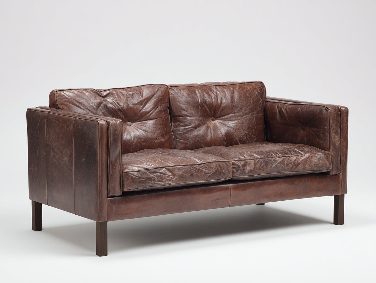 Zweisitzer Sofa Leder 180 x 85 x 85 cm - Braun - Vintage Design für Wohnzimmer und Lounge