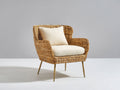 Polyrattan Gartensessel 75x80x85 cm - Naturbraun und Beige - moderner Loungesessel für Garten und Terrasse